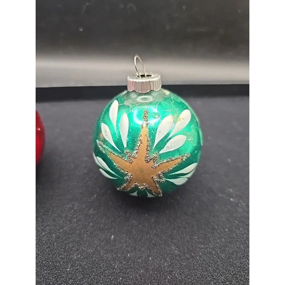 3 Vtg West Germany Glass Christmas Tree Ornaments Glitter Balls 25G‎